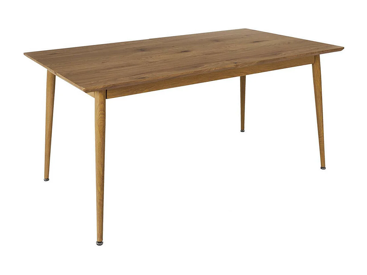 ANDREA - Table Repas Extensible en MDF Aspect Chêne Clair Pieds Métal