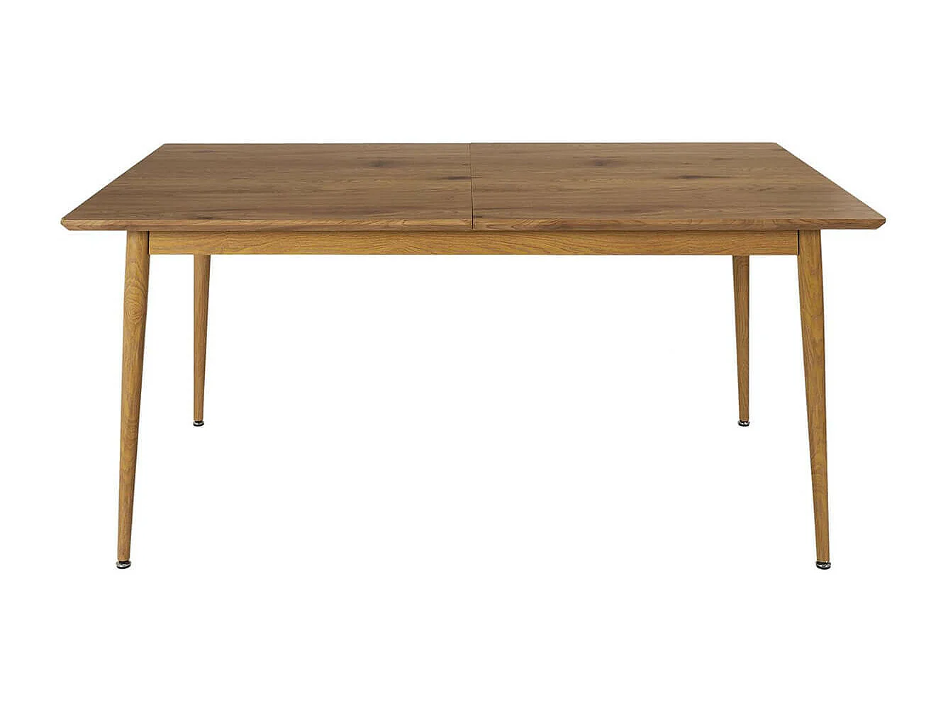 ANDREA - Table Repas Extensible en MDF Aspect Chêne Clair Pieds Métal