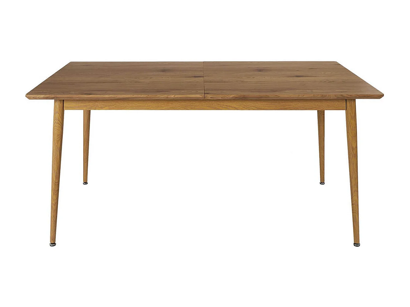 ANDREA - Table Repas Extensible en MDF Aspect Chêne Clair Pieds Métal