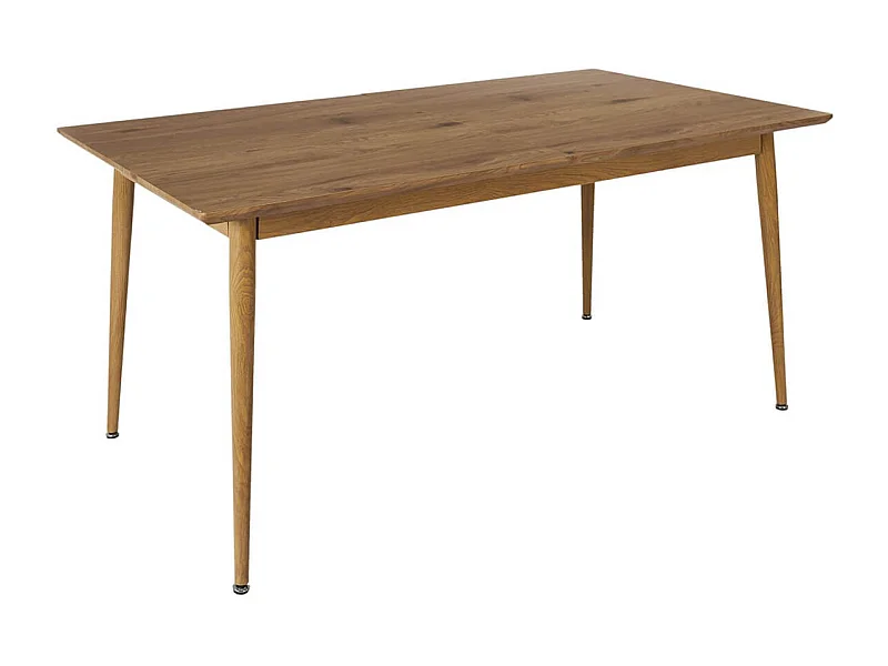 ANDREA - Table Repas Extensible en MDF Aspect Chêne Clair Pieds Métal