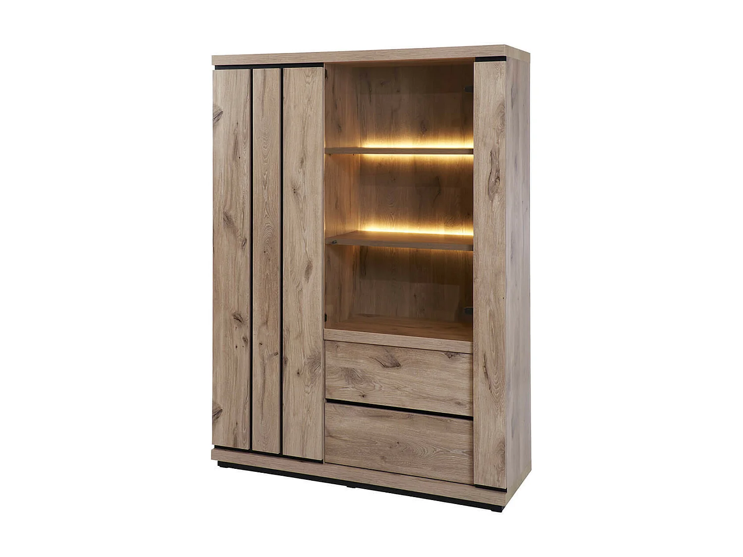 PHILEAS - Argentier avec Eclairage Led Effet Claustra Finition Canyon