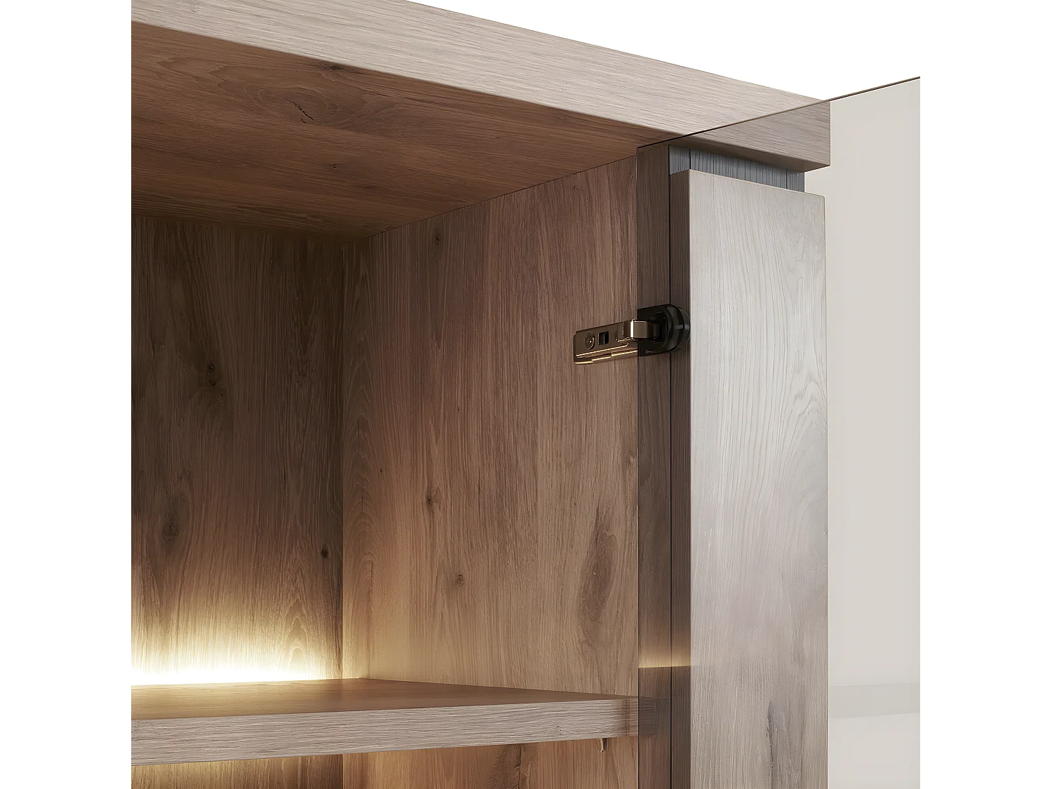 PHILEAS - Argentier avec Eclairage Led Effet Claustra Finition Canyon