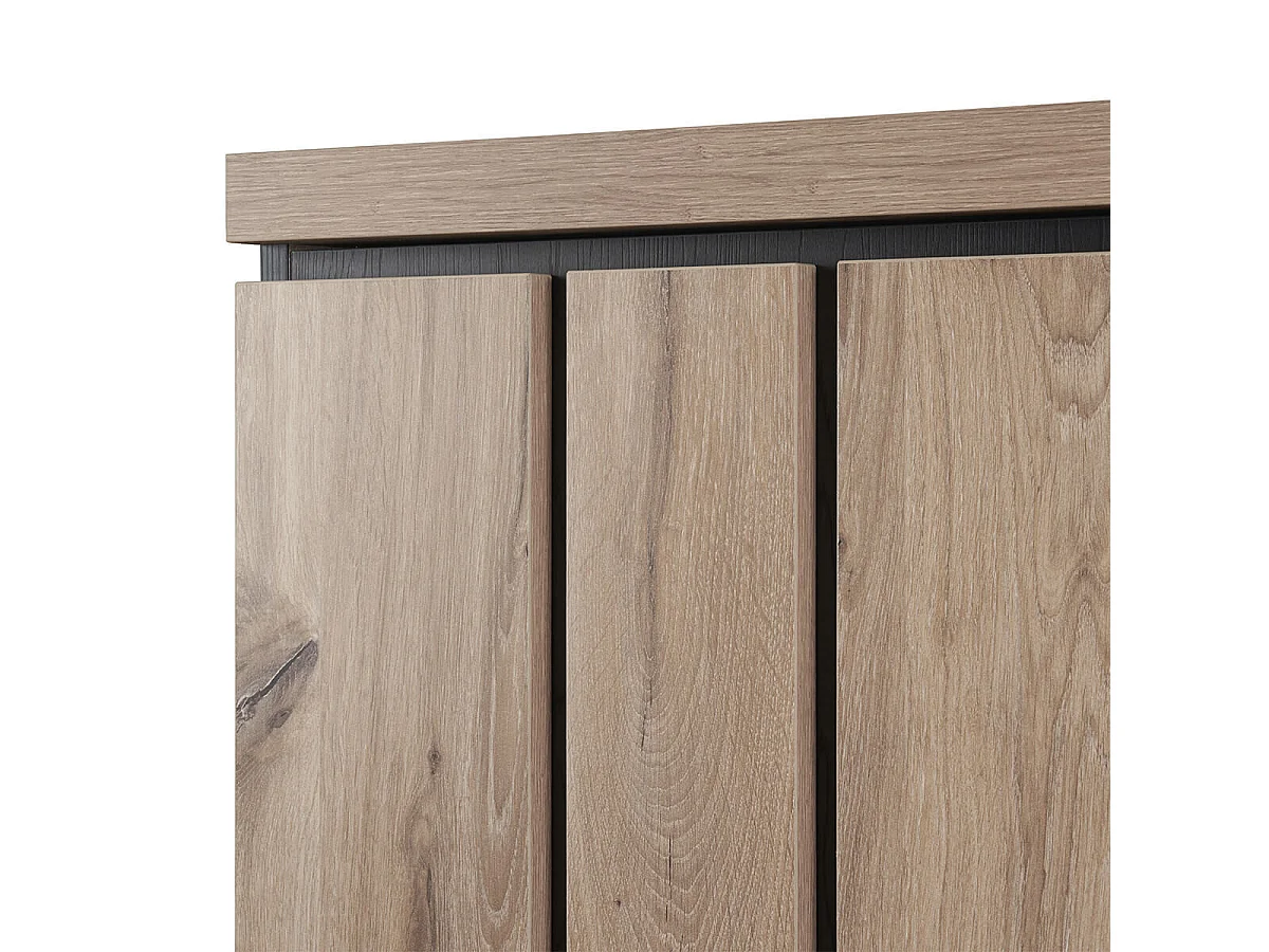 PHILEAS - Argentier avec Eclairage Led Effet Claustra Finition Canyon