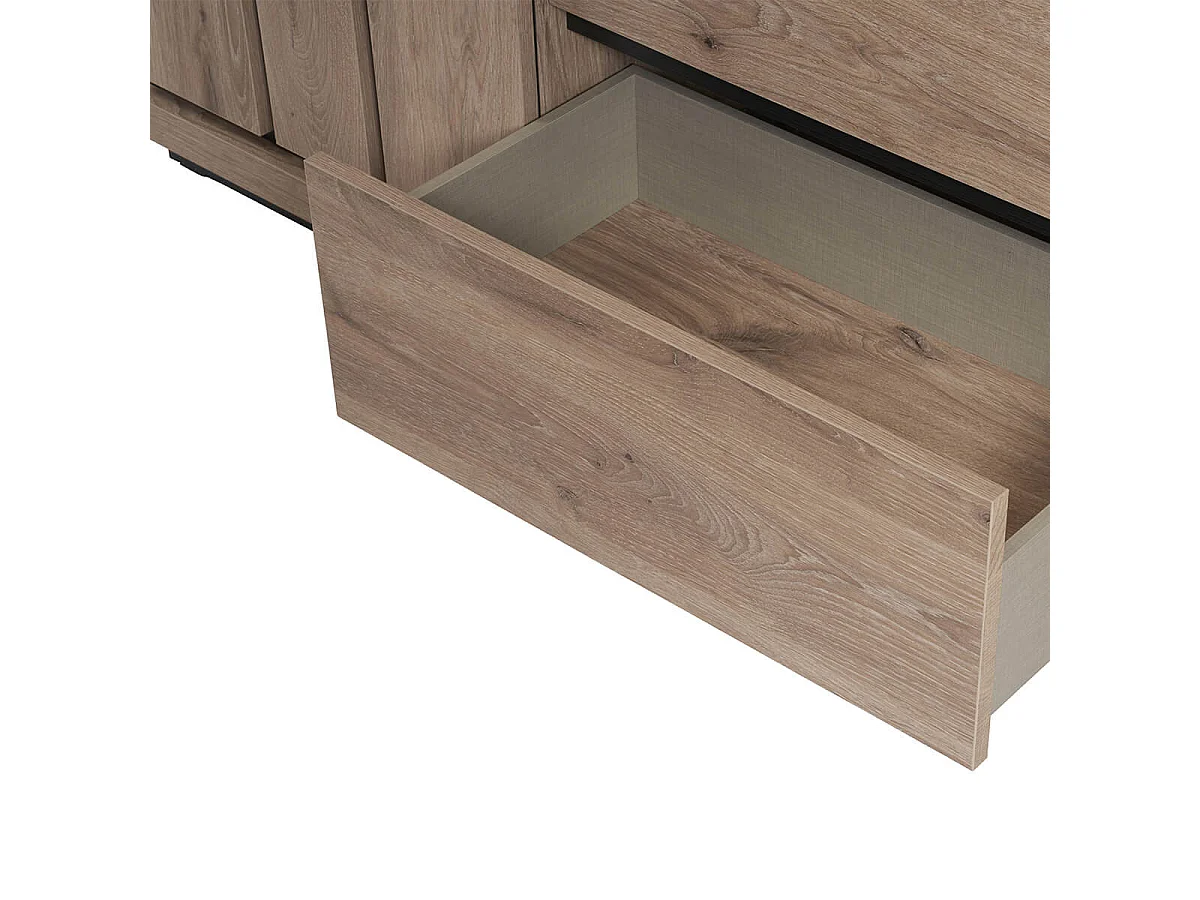 PHILEAS - Argentier avec Eclairage Led Effet Claustra Finition Canyon