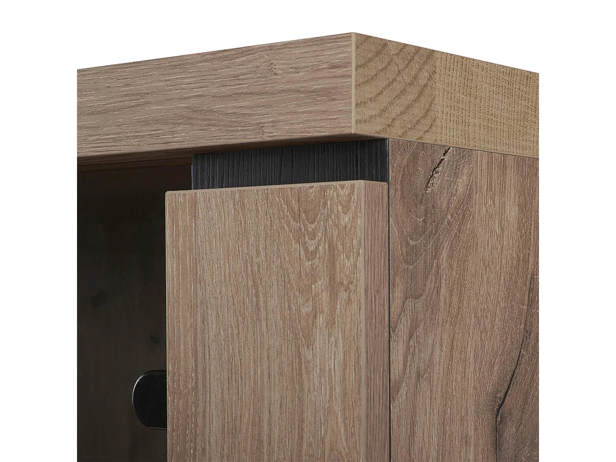 PHILEAS - Argentier avec Eclairage Led Effet Claustra Finition Canyon