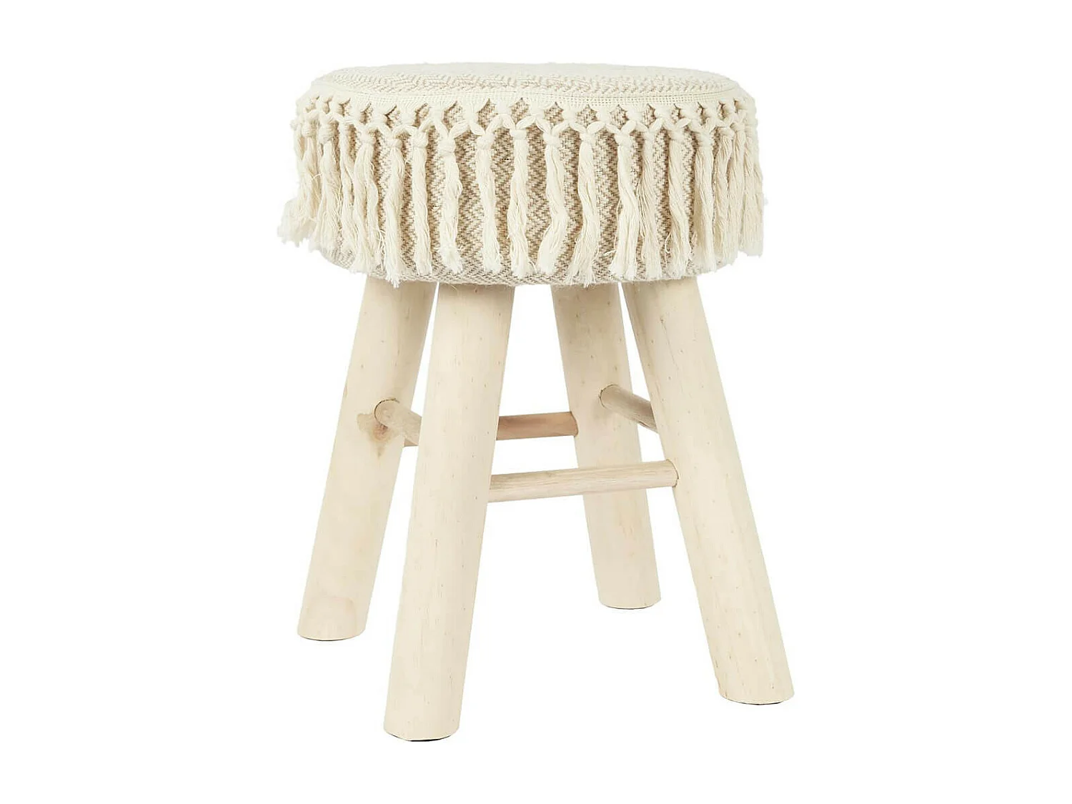 NELYA - NELYA - Lot de 2 Tabourets Assise Décorative en Tissu Pieds en Pin Naturel