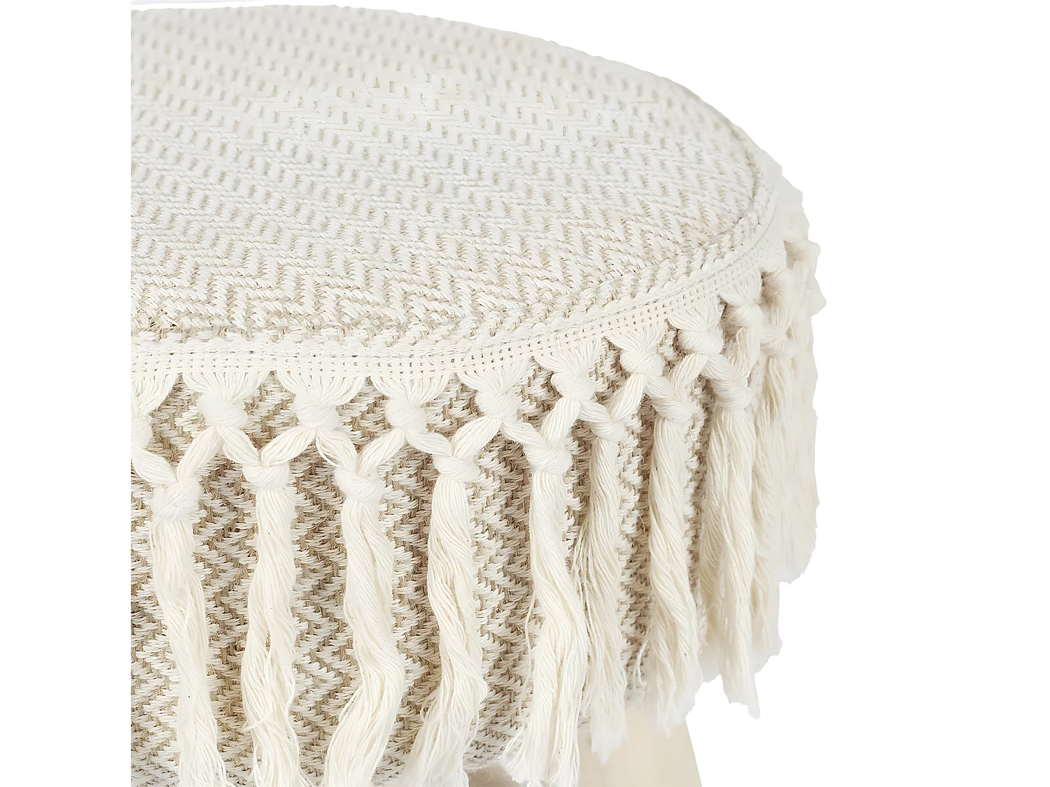 NELYA - NELYA - Lot de 2 Tabourets Assise Décorative en Tissu Pieds en Pin Naturel