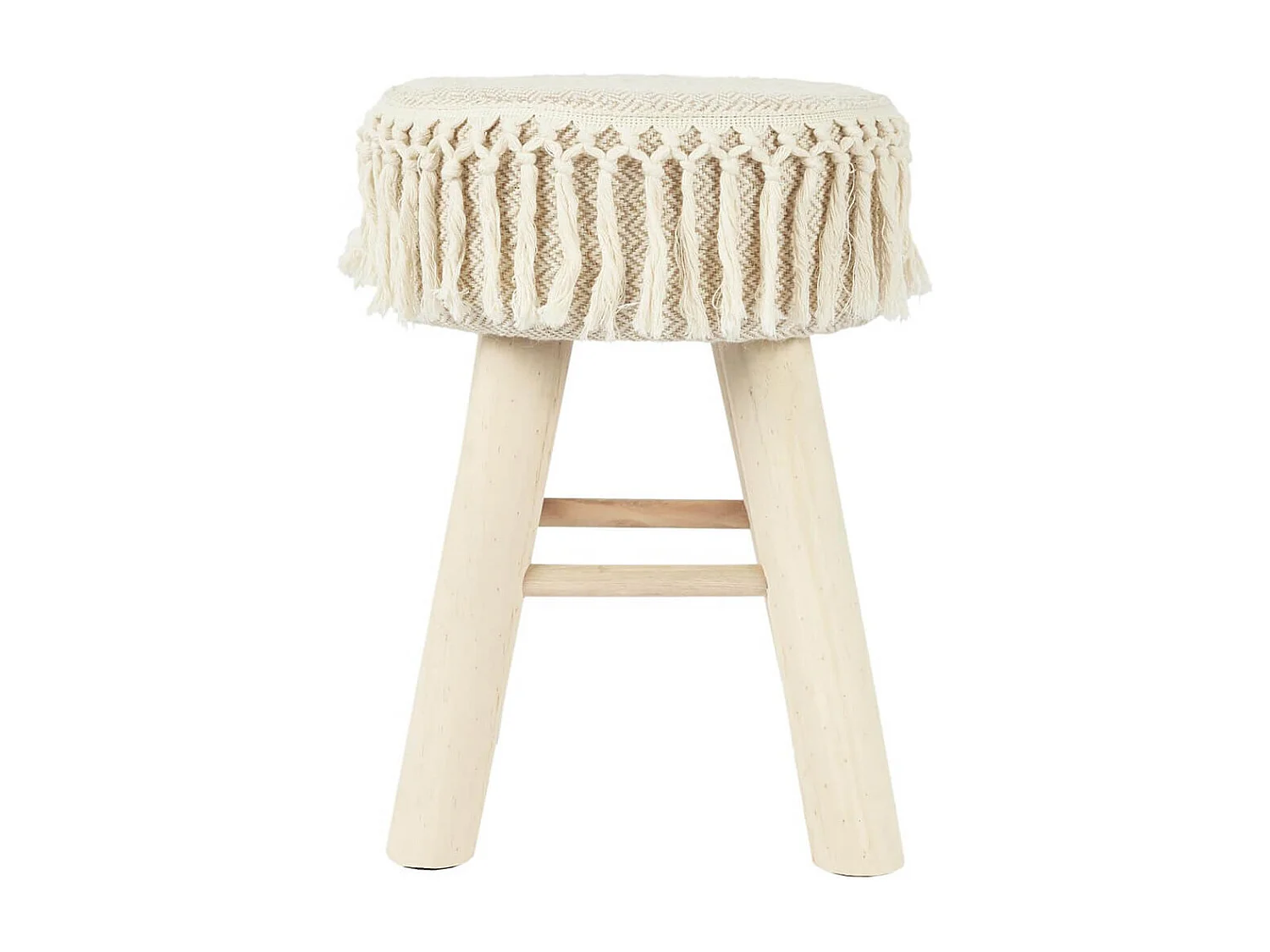 NELYA - NELYA - Lot de 2 Tabourets Assise Décorative en Tissu Pieds en Pin Naturel
