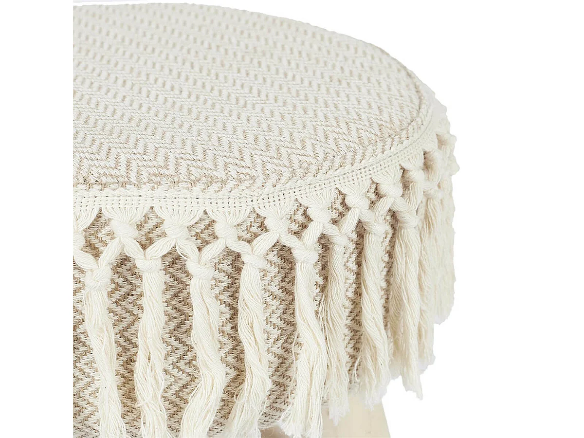 NELYA - NELYA - Lot de 2 Tabourets Assise Décorative en Tissu Pieds en Pin Naturel