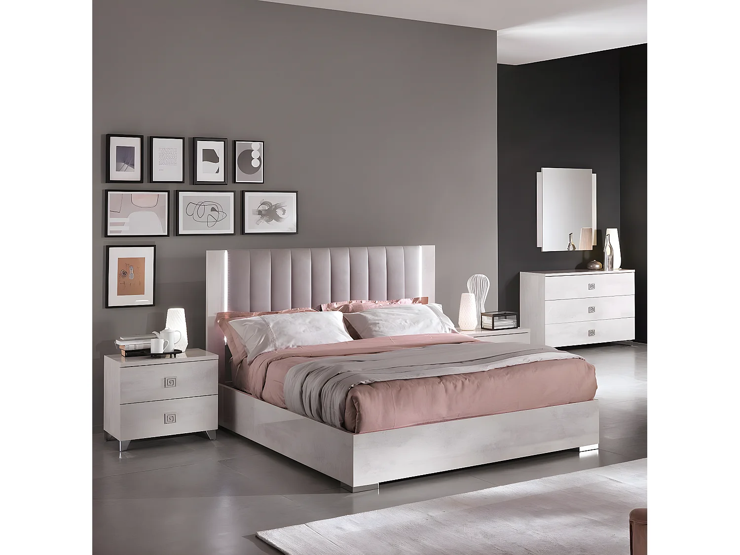 TERESA - Miroir 82x90cm pour Commode Aspect Béton Ciré