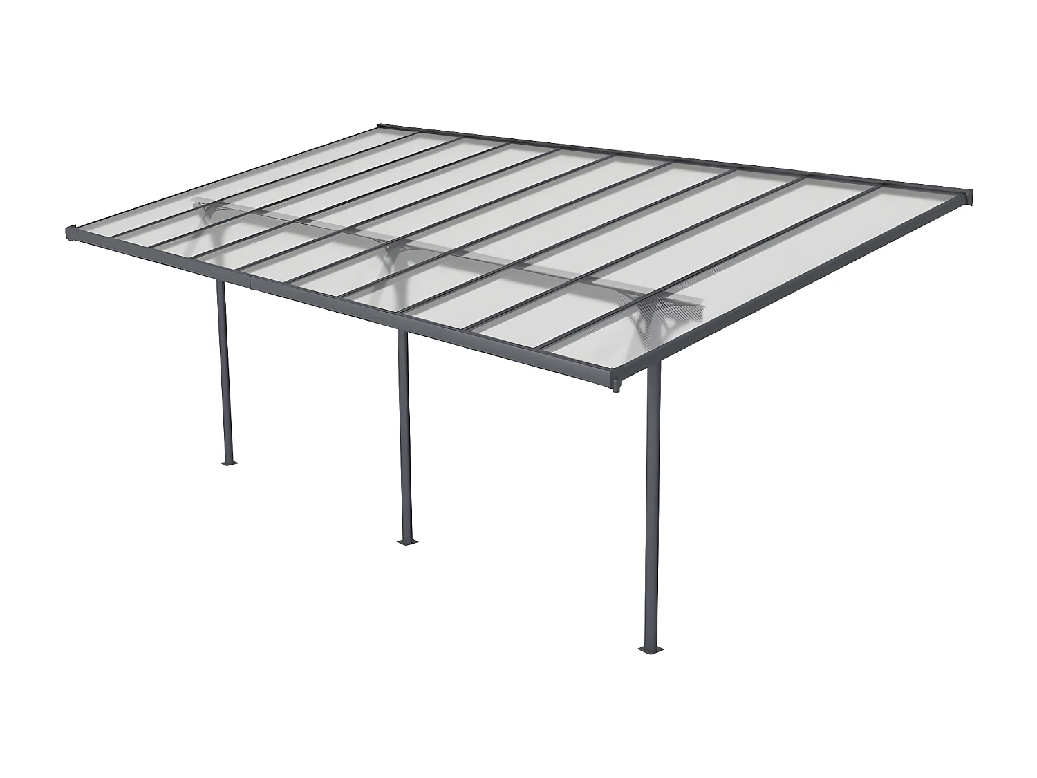 Carport Terrassendach anlehnend - Aluminium - 18,8 m² - Anthrazit - ALVARO II