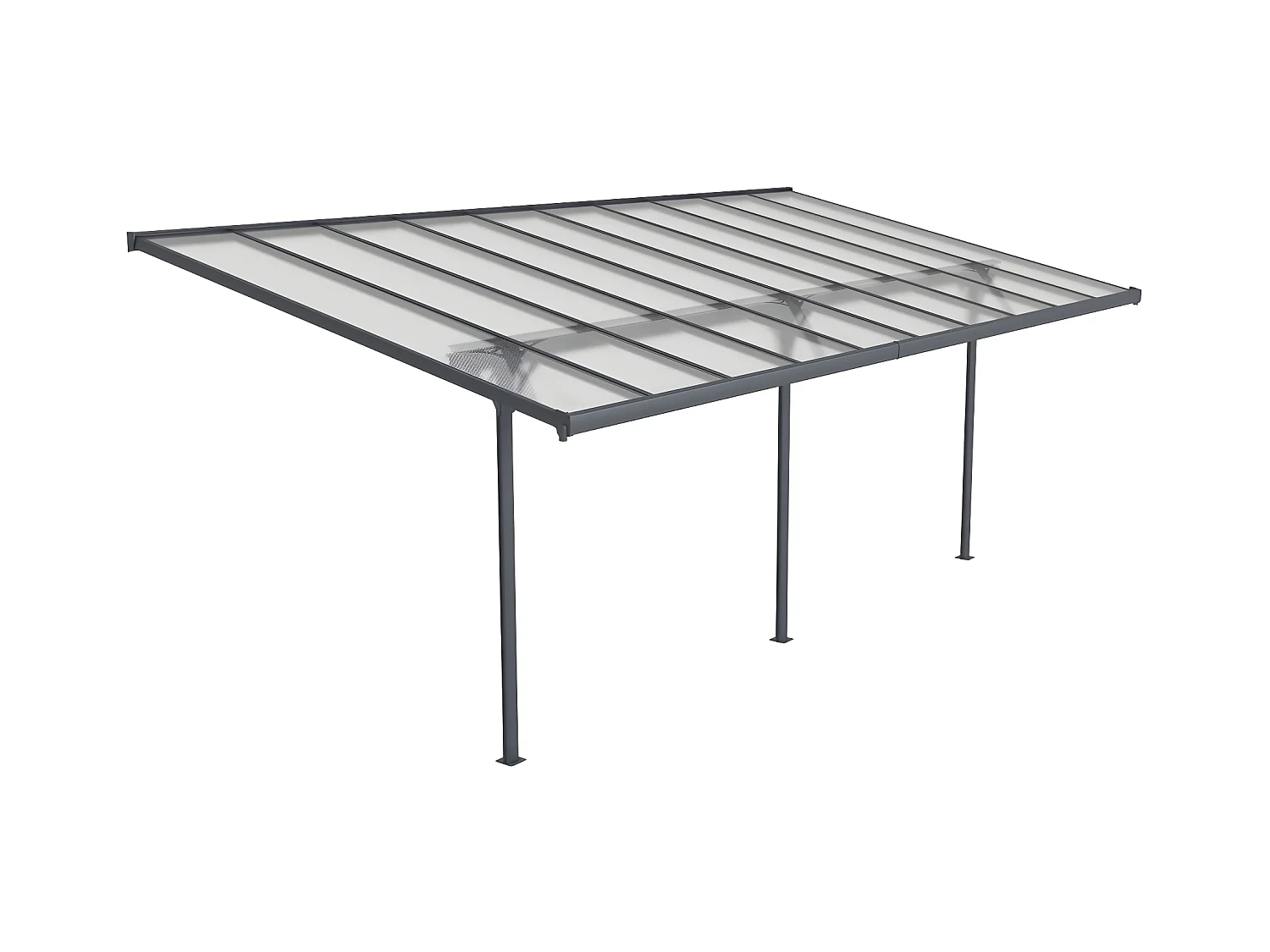 Carport Terrassendach anlehnend - Aluminium - 18,8 m² - Anthrazit - ALVARO II