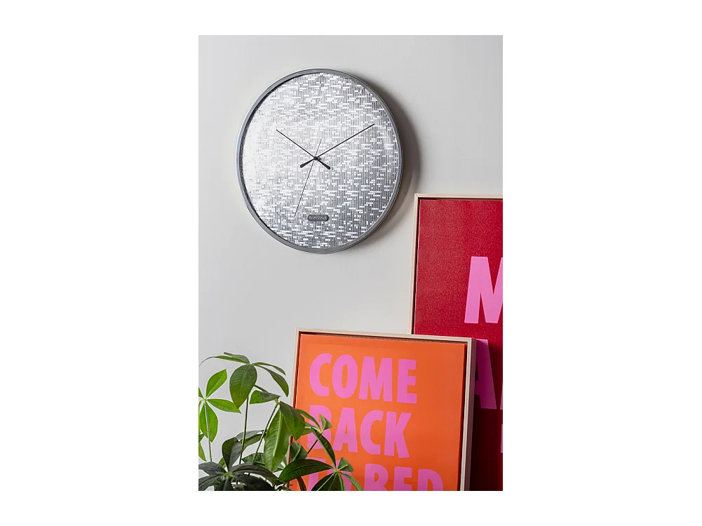 Wanduhr Disco - Silber - Ø40cm