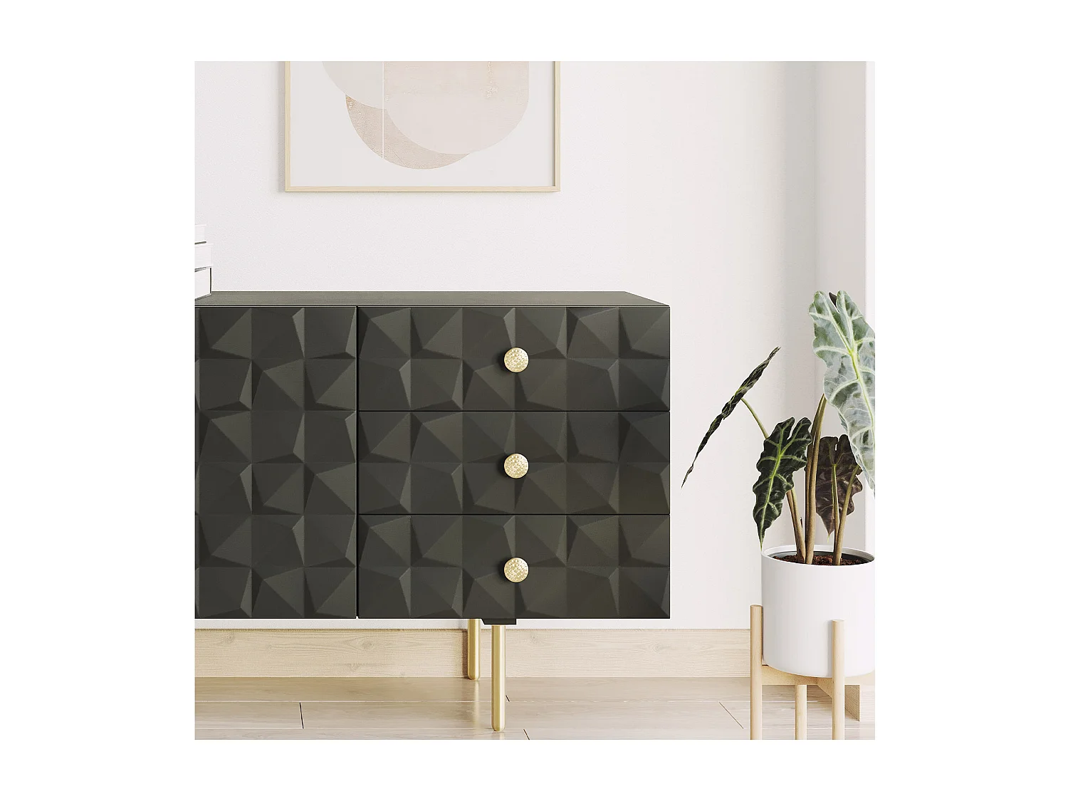 Sideboard – Schwarz - Huisu