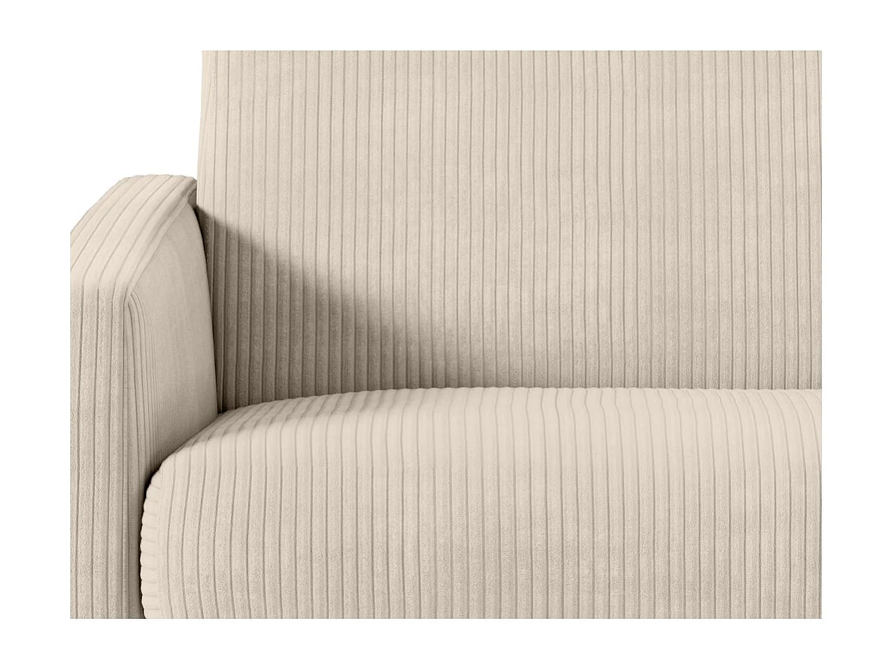 Canapé convertible express 3 places Agathe 160x190cm en velours côtelé - Beige - Matelas 13cm - L198 x P96 x H88cm - Loungitude