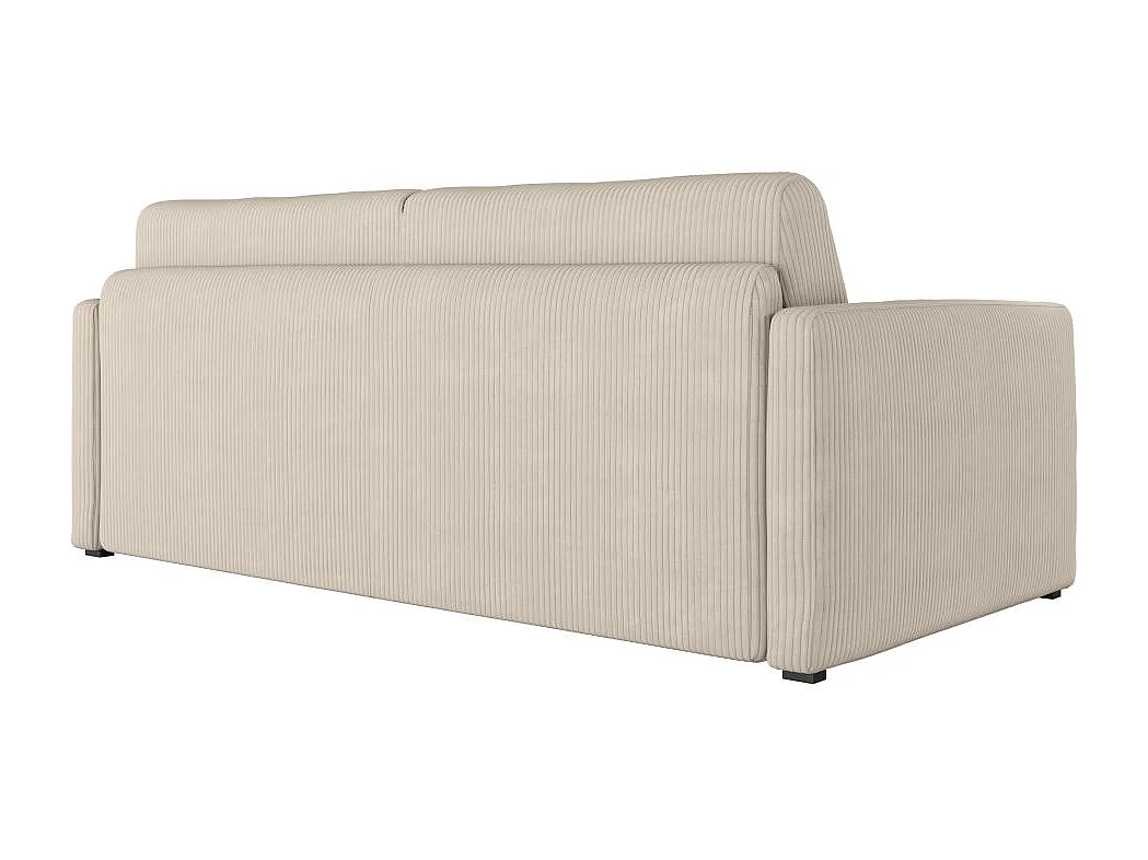 Canapé convertible express 3 places Agathe 160x190cm en velours côtelé - Beige - Matelas 13cm - L198 x P96 x H88cm - Loungitude