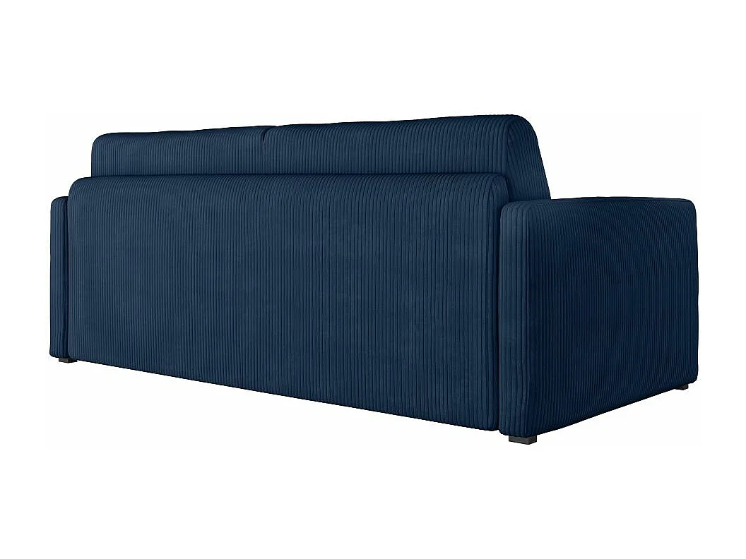 Canapé convertible express 3 places Agathe 140x190cm en velours côtelé - Bleu foncé - Matelas 13cm - L178 x P96 x H88cm - Loungitude
