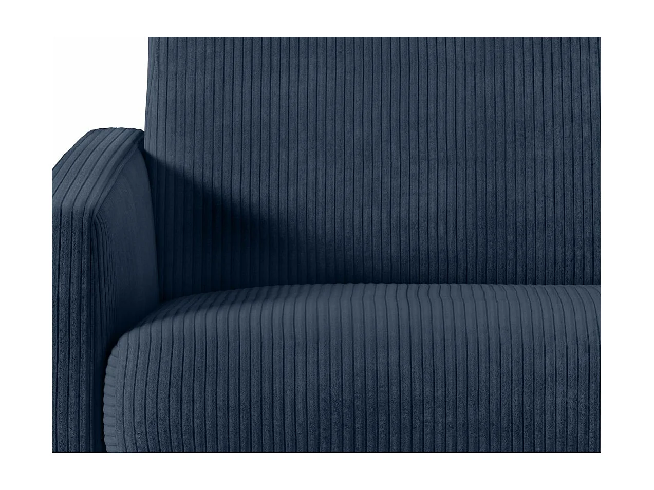 Canapé convertible express 3 places Agathe 140x190cm en velours côtelé - Bleu foncé - Matelas 13cm - L178 x P96 x H88cm - Loungitude