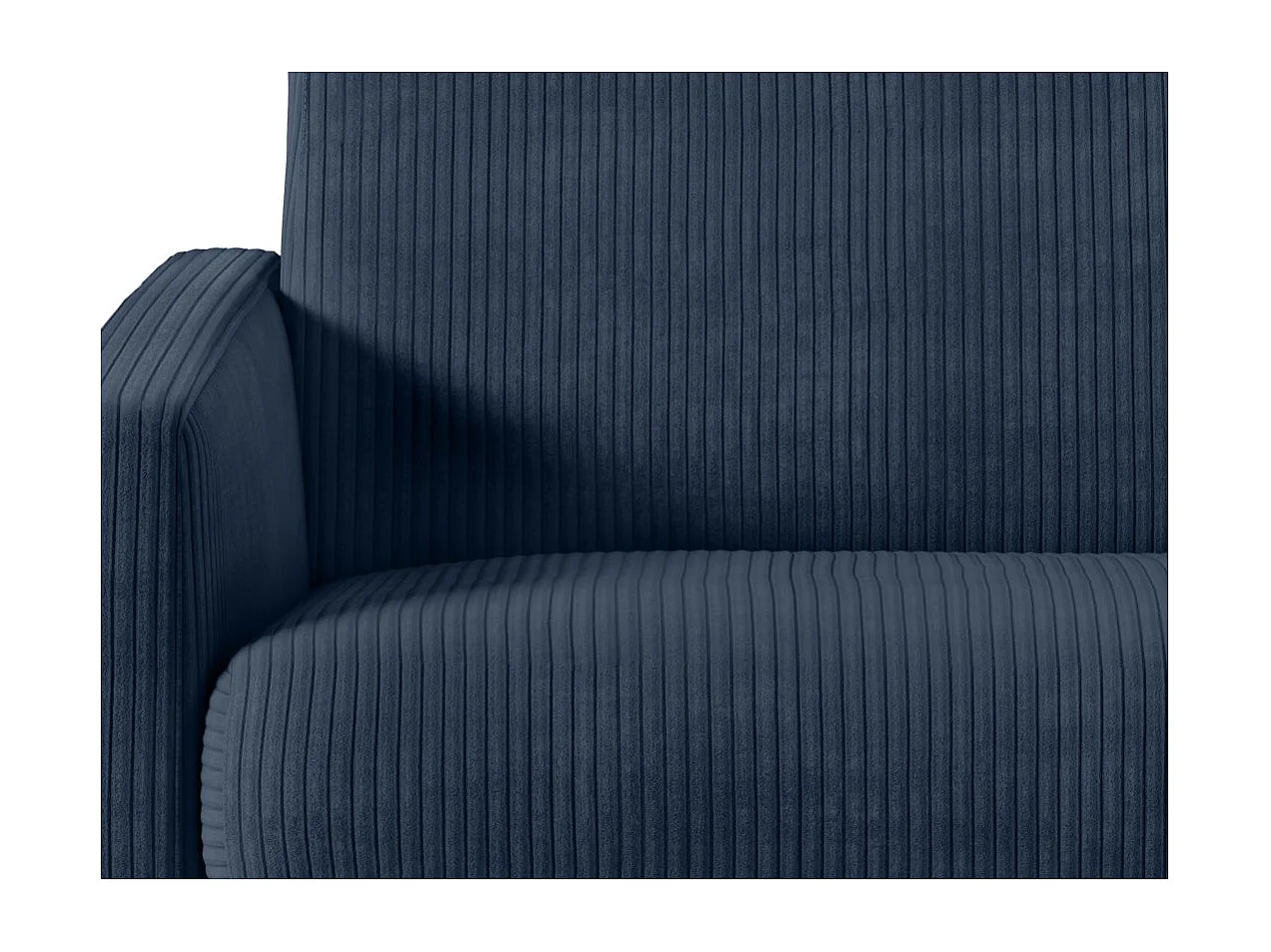 Canapé convertible express 3 places Agathe 140x190cm en velours côtelé - Bleu foncé - Matelas 13cm - L178 x P96 x H88cm - Loungitude