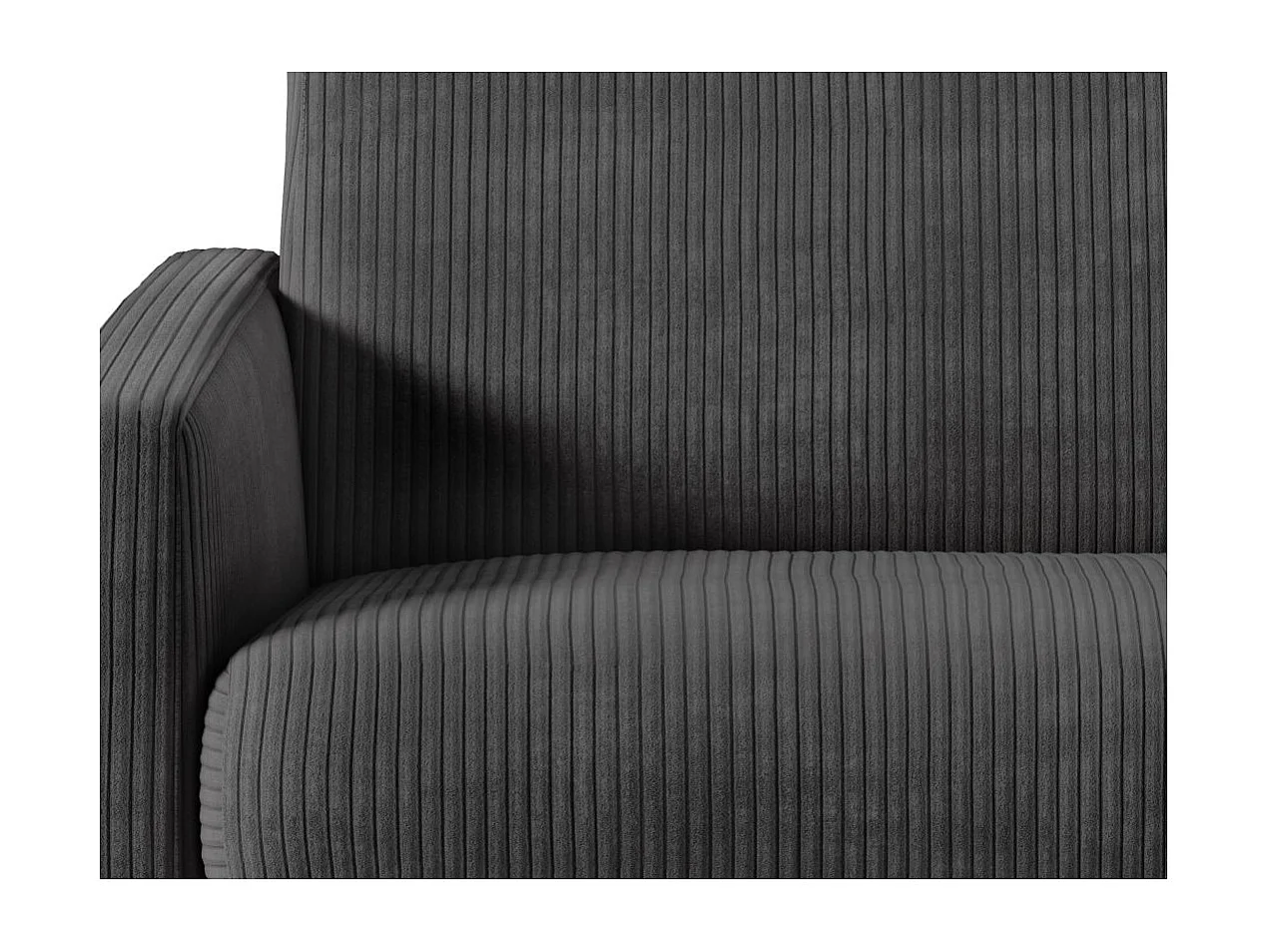 Canapé convertible express 3 places Agathe 160x190cm en velours côtelé - Gris anthracite - Matelas 13cm - L198 x P96 x H88cm - Loungitude