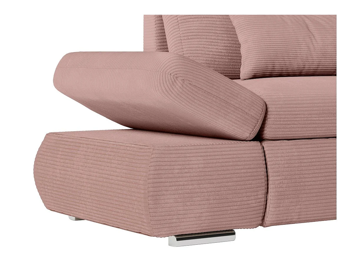 Canapé d'angle convertible 4 places avec coffre en velours rose