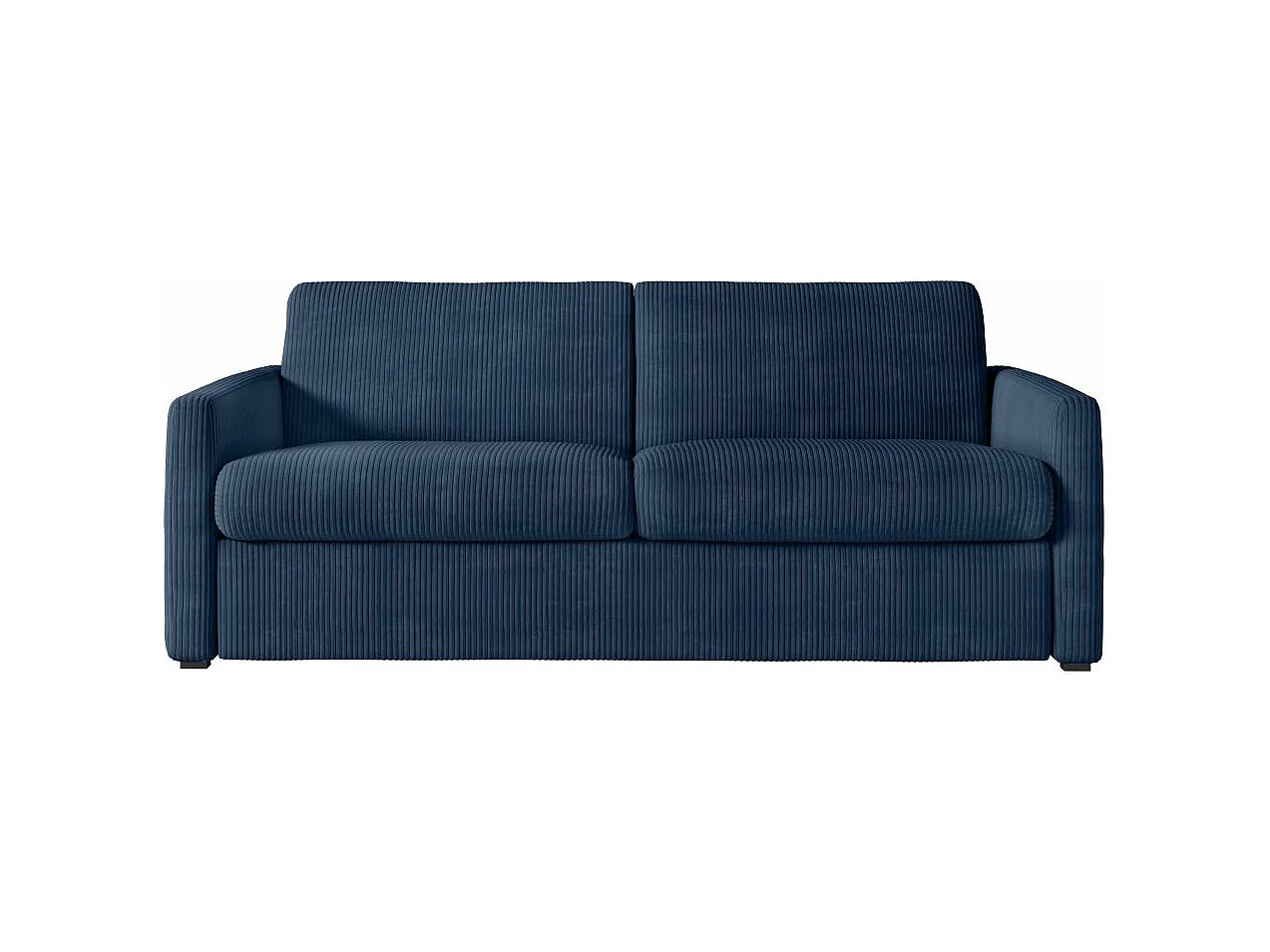 Canapé convertible express 3 places Agathe 160x190cm en velours côtelé - Bleu foncé - Matelas 13cm - L198 x P96 x H88cm - Loungitude