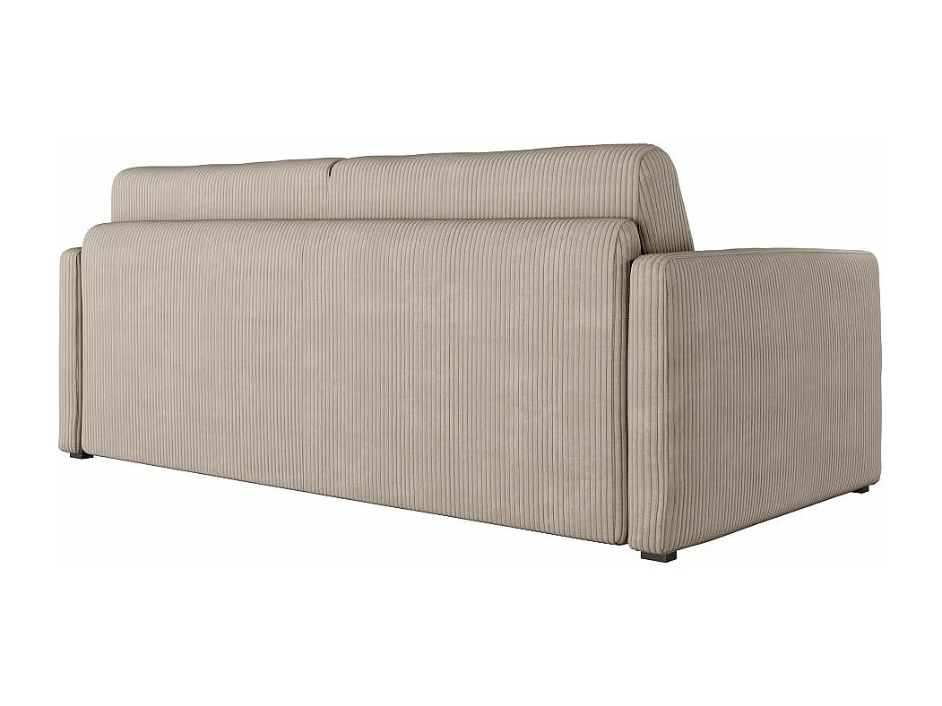 Canapé convertible express 3 places Agathe 160x190cm en velours côtelé - Taupe - Matelas 13cm - L198 x P96 x H88cm - Loungitude