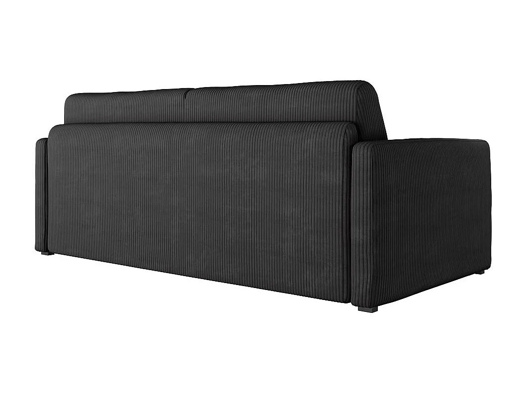 Canapé convertible express 3 places Agathe 140x190cm en velours côtelé - Gris anthracite - Matelas 13cm - L178 x P96 x H88cm - Loungitude