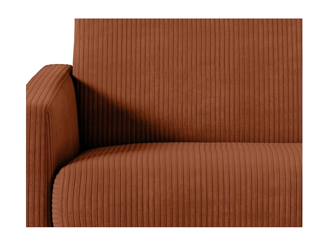 Canapé convertible express 3 places Agathe 160x190cm en velours côtelé - Terracotta - Matelas 13cm - L198 x P96 x H88cm - Loungitude