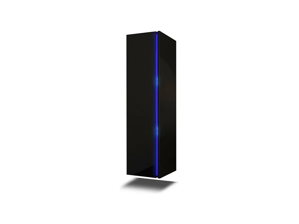 Colonne de salle de bain suspendu, collection BIRD, coloris noir mat et noir brillant, idéal pour une salle de bain moderne.