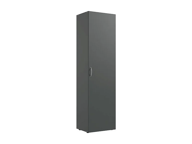 Armoire de rangement avec 1 porte en bois mélamine coloris graphite - L. 50 x H. 185 x P. 54 cm