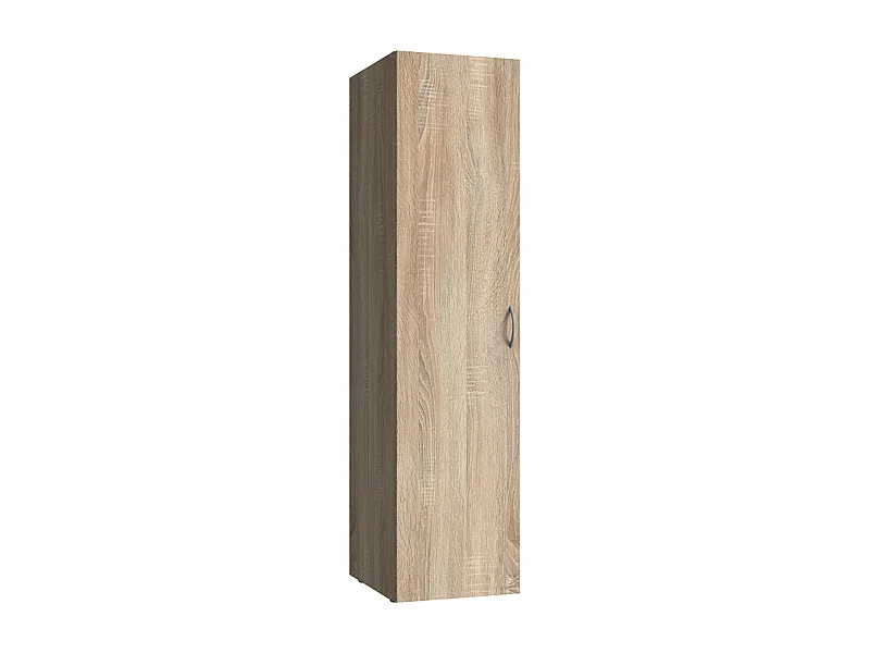 Armoire de rangement en bois mélamine coloris imitation chêne - L. 45 x H. 185 x P. 54 cm
