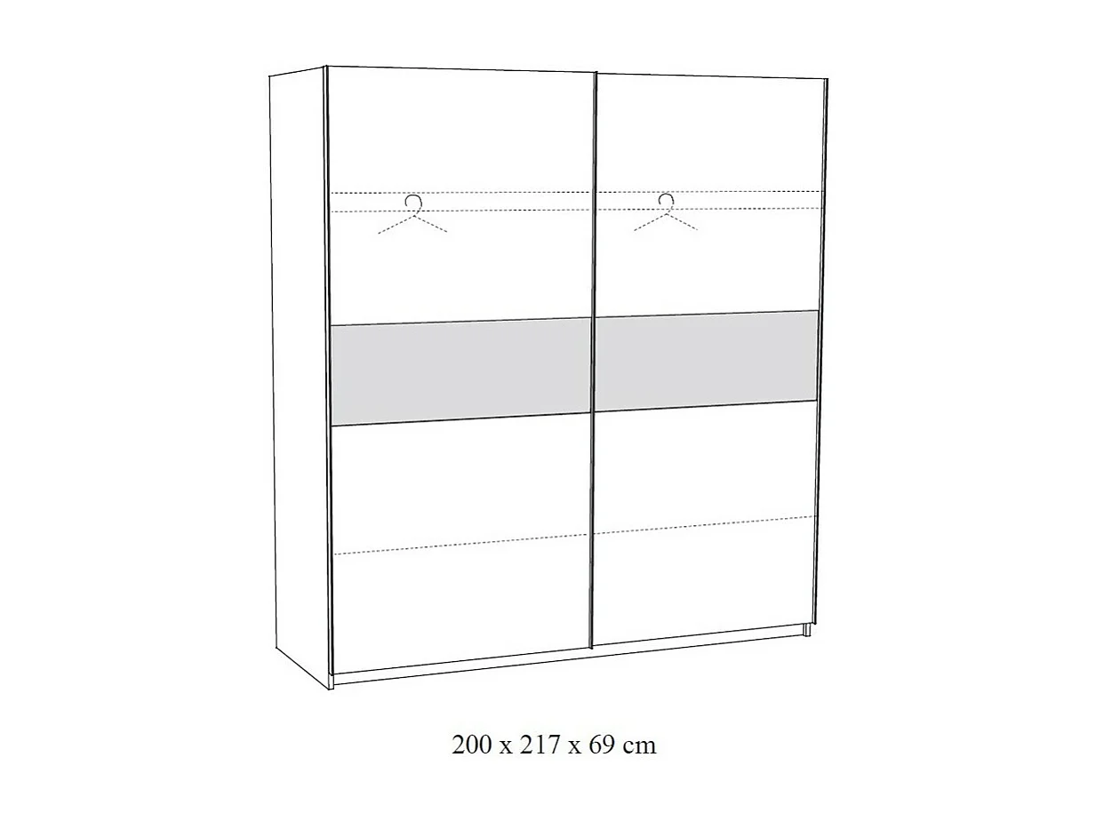 Slaapkamercollectie MORGANE: kledingkast 200 cm, bed met opzetstuk 140x200, dressoir, nachtkastjes, goudkleurige en zwarte eik.