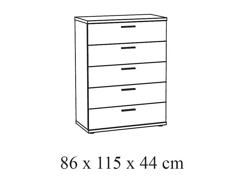 Chambre à coucher adulte collection OLVENA : Armoire 250cm, Lit 160x200, commode, chevets. Couleur blanc effet bois.