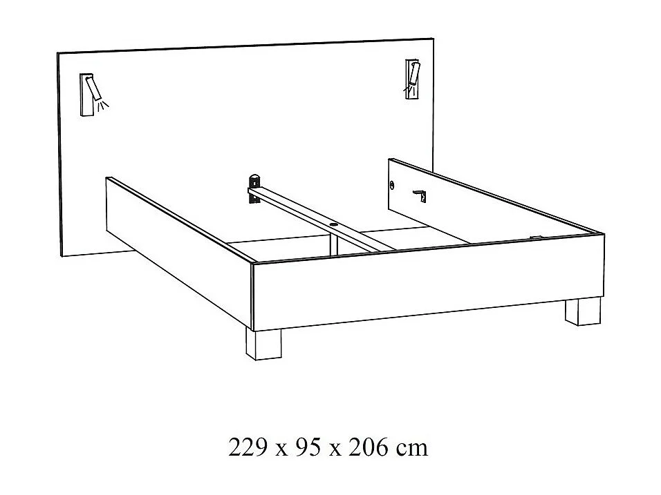 Chambre à coucher collection MORGANE : armoire 250 cm, lit avec applique 180x200, commode, chevets, chêne doré et noir