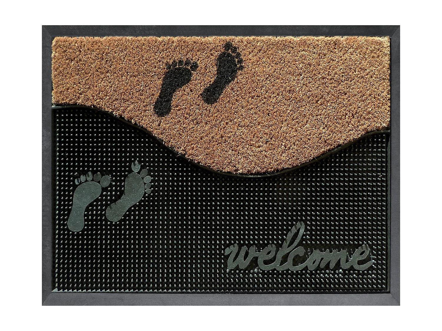 Tapis gratte-pieds " Empreinte " en coco et caoutchouc - Largeur 40 x Longueur 60 cm