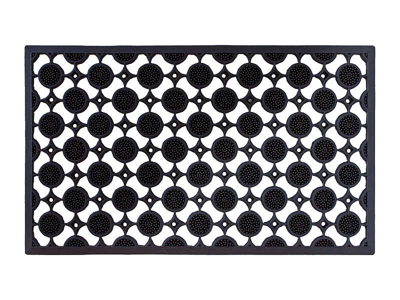 Tapis gratte-pieds "Grille pastilles et picots" en caoutchouc