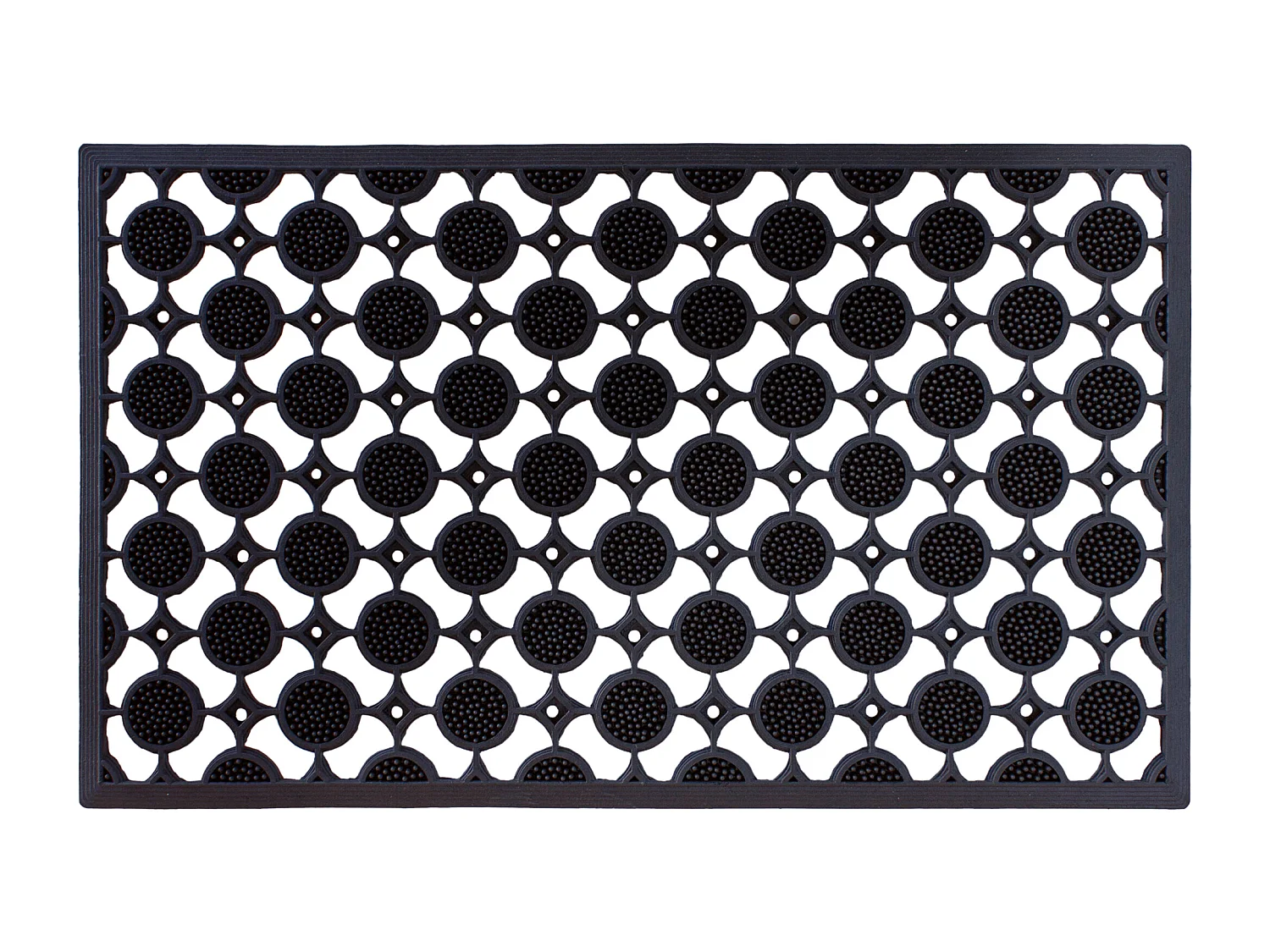 Tapis gratte-pieds "Grille pastilles et picots" en caoutchouc