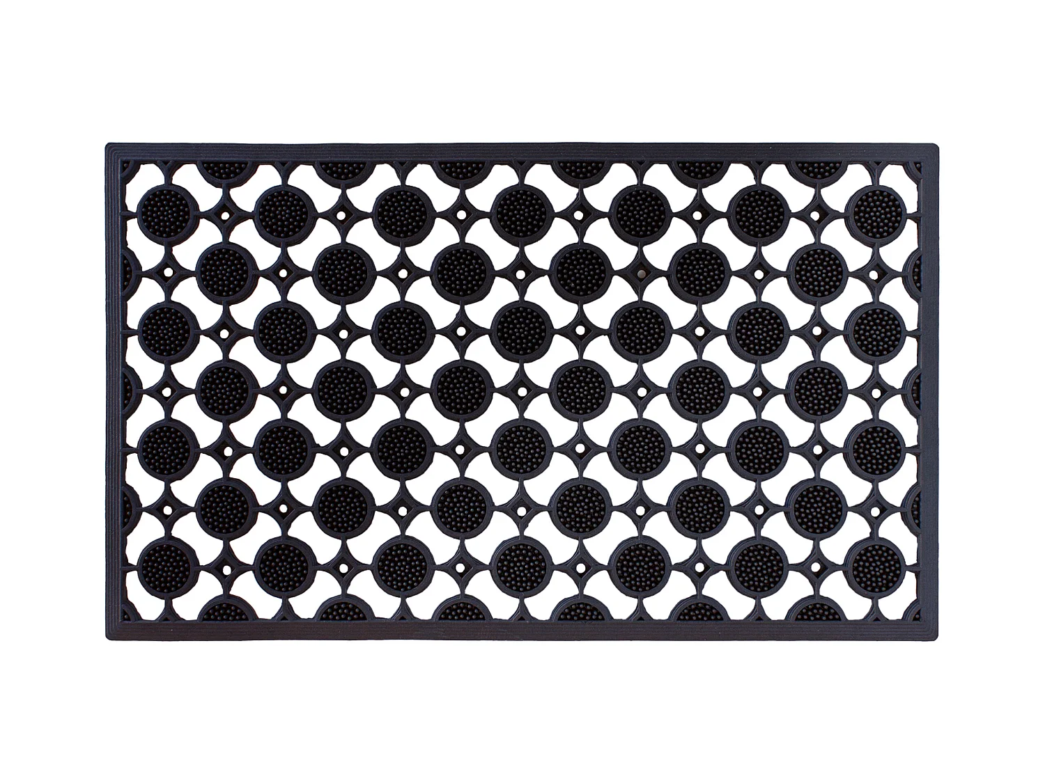Tapis gratte-pieds "Grille pastilles et picots" en caoutchouc