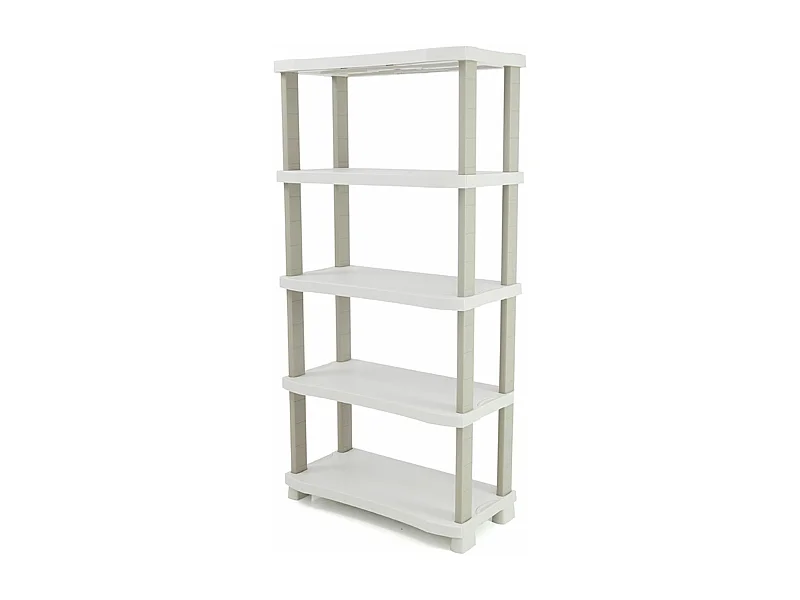 Etagère de rangement 5 niveaux intérieur/extérieur coloris beige - L. 90 x P. 45 x H. 184 cm