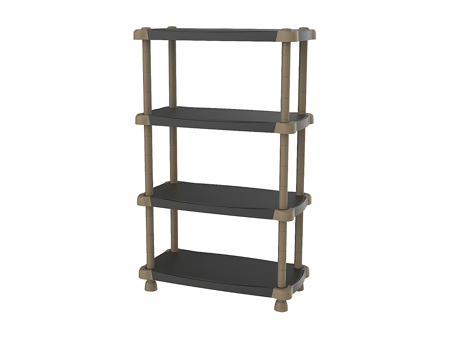 Etagère de rangement 4 niveaux intérieur/extérieur coloris noir/taupe - L. 88 x P. 43 x H. 141 cm