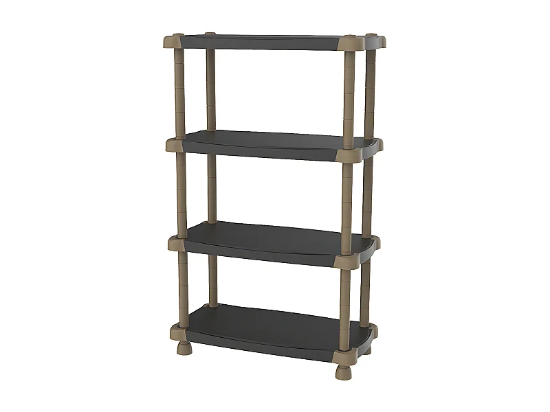 Etagère de rangement 4 niveaux intérieur/extérieur coloris noir/taupe - L. 88 x P. 43 x H. 141 cm