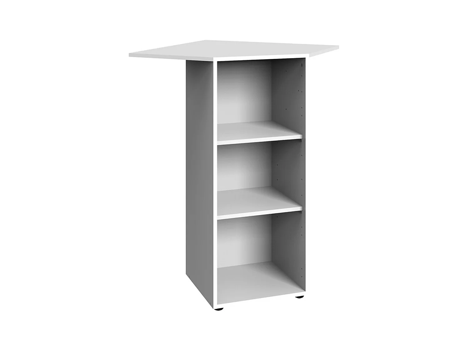Étagère d‘angle avec 2 tablettes en mélamine coloris blanc - L. 66 x H. 98 x P. 66 cm