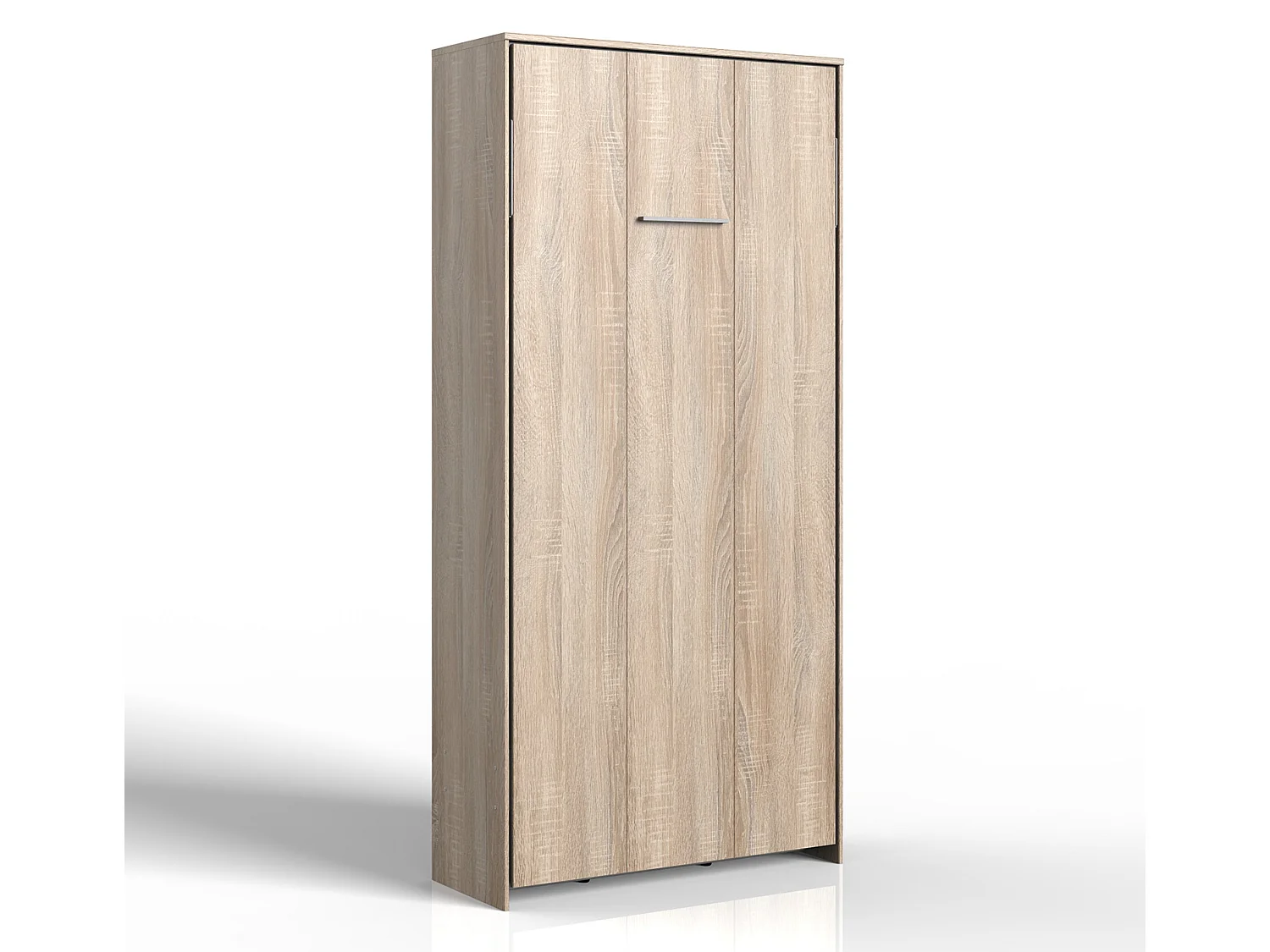 Lit escamotable vertical coloris imitation chêne - L. 102 x H. 213 x P. 43-217 cm