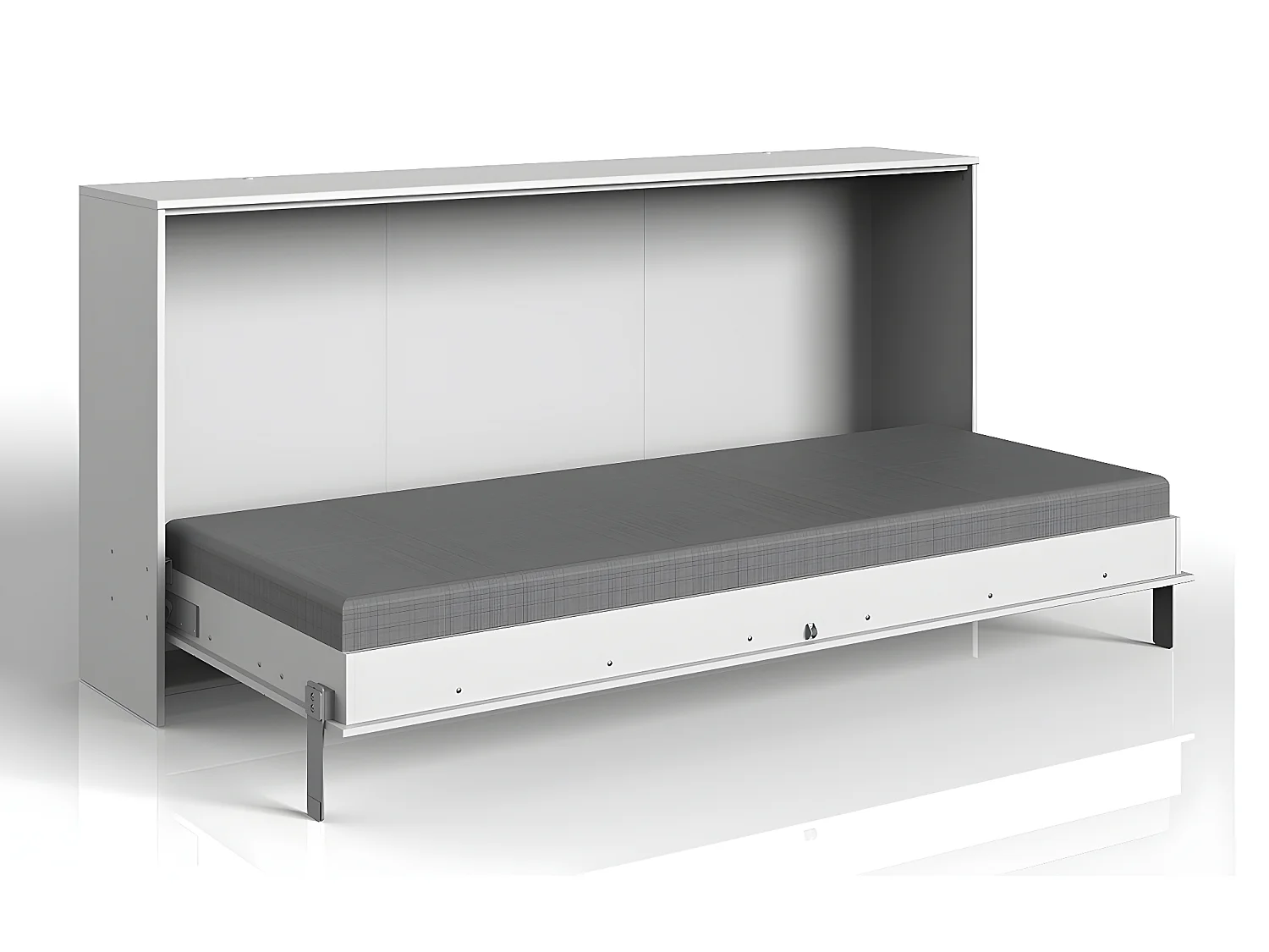 Lit escamotable horizontal coloris blanc - L. 212 x H. 105 x P. 43-117 cm