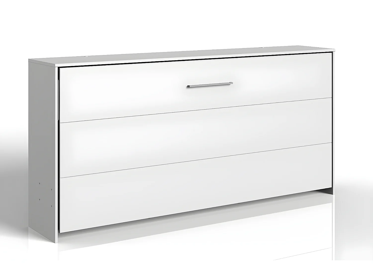 Lit escamotable horizontal coloris blanc - L. 212 x H. 105 x P. 43-117 cm
