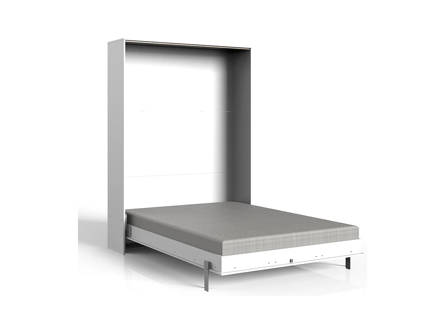 Lit escamotable vertical coloris blanc - Longueur 152 x Hauteur 213 x Profondeur 43-217 cm