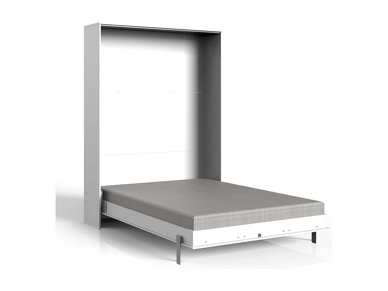 Lit escamotable vertical coloris blanc - Longueur 152 x Hauteur 213 x Profondeur 43-217 cm