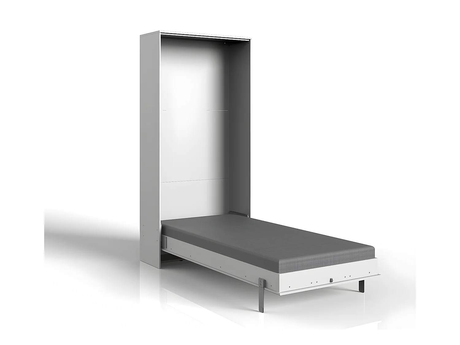 Lit escamotable vertical coloris blanc - Longueur 102 x Hauteur 213 x Profondeur 43-217 cm
