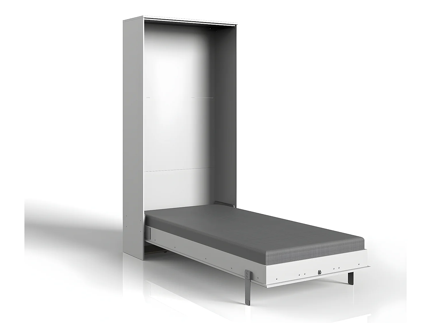 Lit escamotable vertical coloris blanc - Longueur 102 x Hauteur 213 x Profondeur 43-217 cm